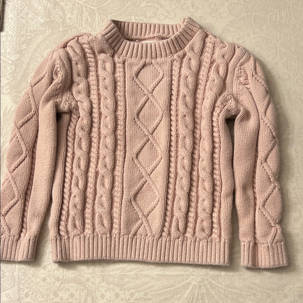 Organic Cotton Little Planet Kids Pink Cable Knit Sweater size 4